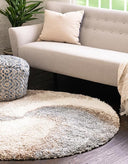 6 Ft Round Shag Area Rug – Abstract Swirl Pattern