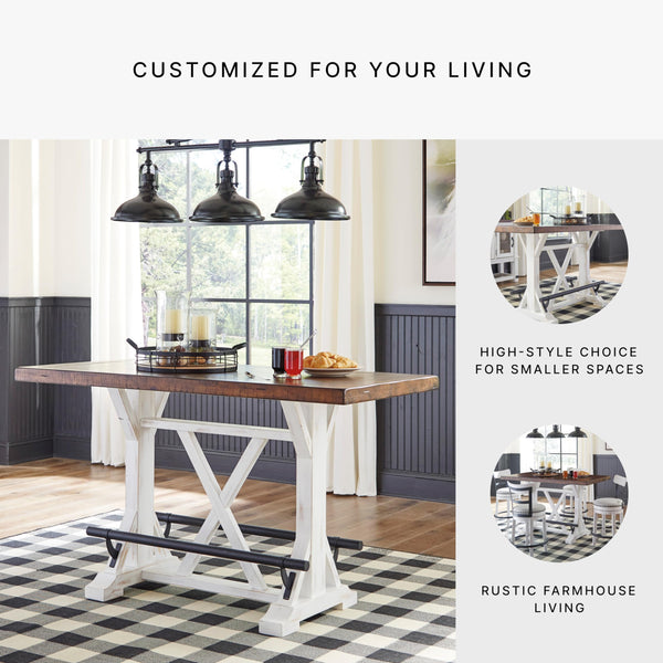 Counter Height Farmhouse Dining Table – Two-Tone Brown & White