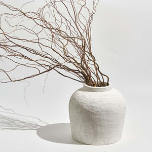 White Ceramic Oval Vase – Zen Minimalist Farmhouse Decor