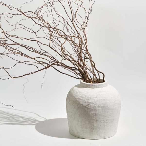 White Ceramic Oval Vase – Zen Minimalist Farmhouse Decor