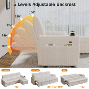 L-Shaped Sectional Sleeper Sofa Bed with Pull-Out Bed