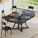 Round Extendable Dining Table Set for 4-8 — 5-Piece Kitchen Table with 4 Cushion Chairs