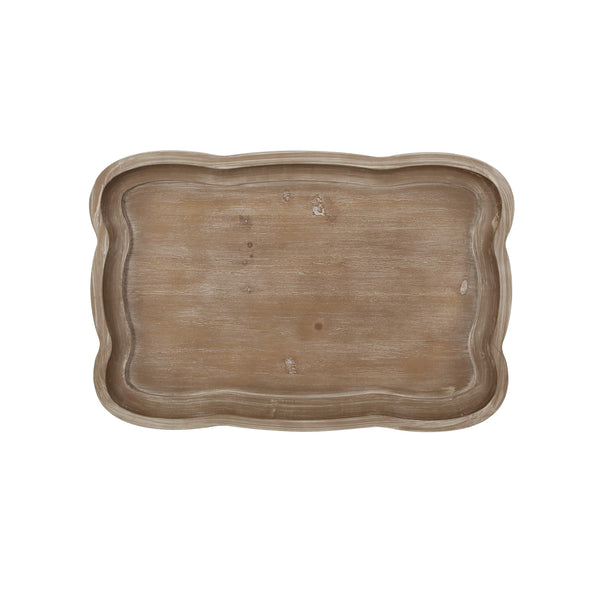 French Country Accent End Table – Hourglass Base, Distressed White & Natural