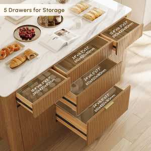 Kitchen Island with Sintered Stone Top and Wood Storage Cabinet