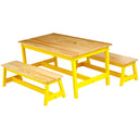 Kids Indoor Picnic Table and Bench Set – Natural Solid Pine Wood