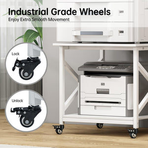 2-Tier Rolling Printer Stand with Storage Shelf
