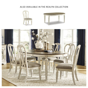 French Country Ribbon Back Dining Chairs — Set of 2, Chipped White