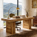 63-Inch Farmhouse Executive Desk with Rustic Wood Grain Finish