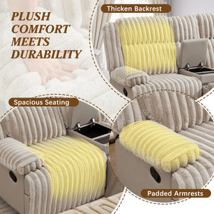 Oversized Manual Double Recliner Loveseat with Wireless Charger & Cup Holders