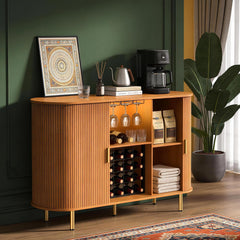 55" Fluted Wine Bar Cabinet with LED Lights