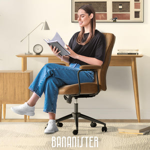 Leather Office Chair – Height Adjustable, Mid-Century Modern