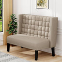Yongqiang Modern Tufted Loveseat Settee, Upholstered Bench with Back for Kitchen Dining Room Living Room, Linen High Back Banquette Seating Sofa Couch with Wood Legs Grey