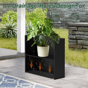 Tall Metal Rectangular Planter Box with Drainage Holes & Removable Shelf