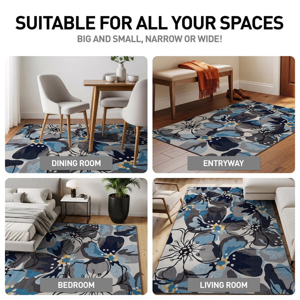 12x15 Floral Nylon Area Rug – Non-Slip, Fade Resistant, Rectangular