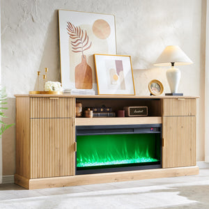 Fluted Fireplace TV Stand with 36" Electric Fireplace – Fits TVs Up to 80"
