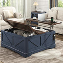 40" Square Farmhouse Lift Top Coffee Table with Power Outlets & Hidden Storage