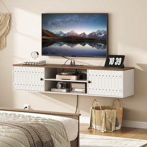 Farmhouse Floating TV Stand with Doors