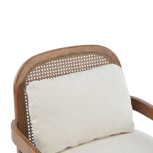Mid-Century Club Chair Set of 2 with Rattan Back