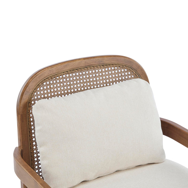 Mid-Century Club Chair Set of 2 with Rattan Back