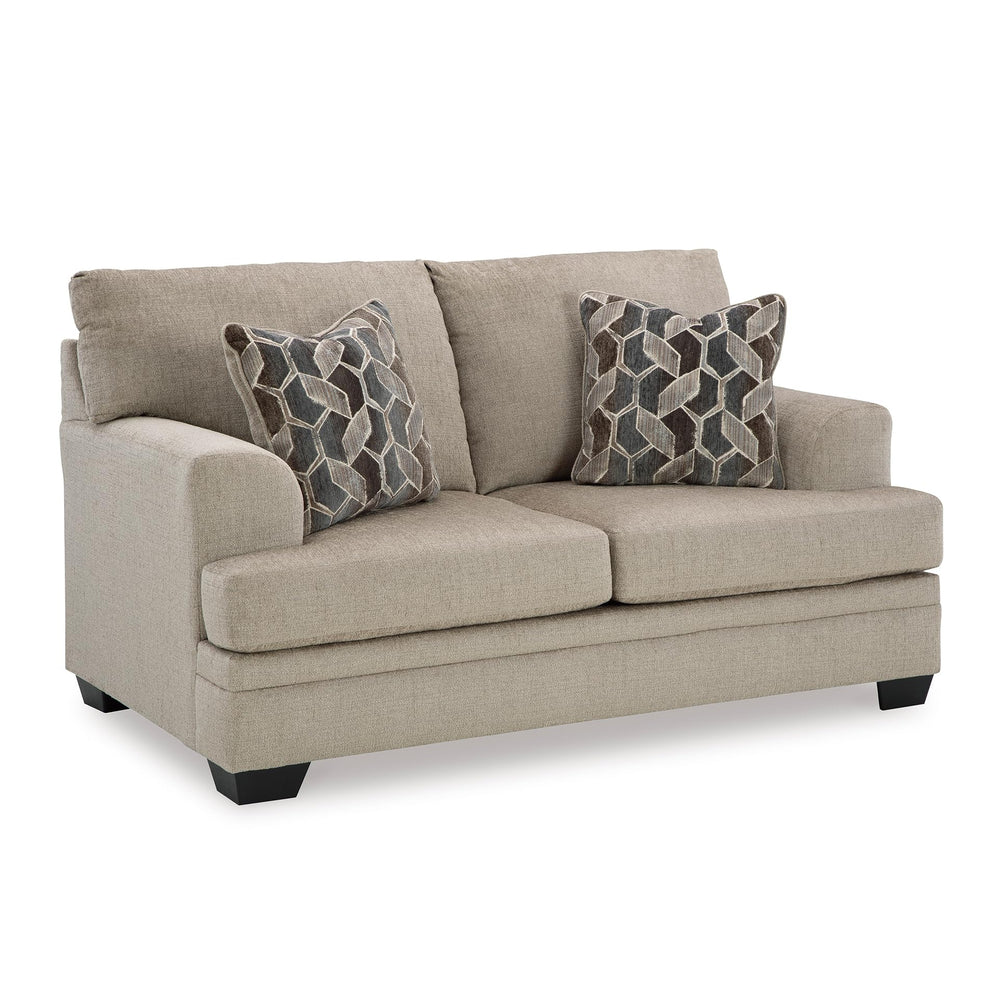 Contemporary Polyester Loveseat with Accent Pillows
