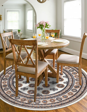 6 Ft Round Bokhara Area Rug – Polypropylene Medium Pile