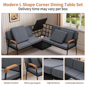 Corner Dining Table Set with Storage Bench