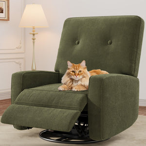 Swivel Rocking Glider Recliner Chair with Adjustable Backrest & Footrest