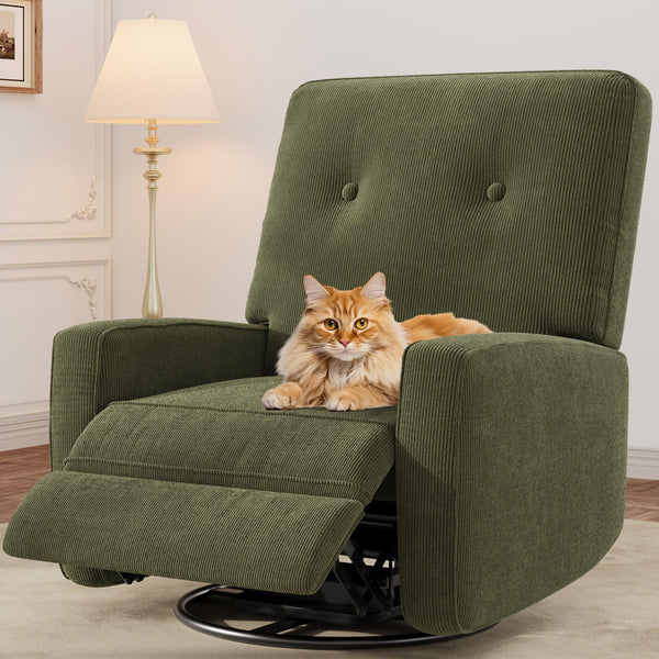 Swivel Rocking Glider Recliner Chair with Adjustable Backrest & Footrest