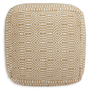 Rectangular Handwoven Geometric Cotton Pouf Ottoman