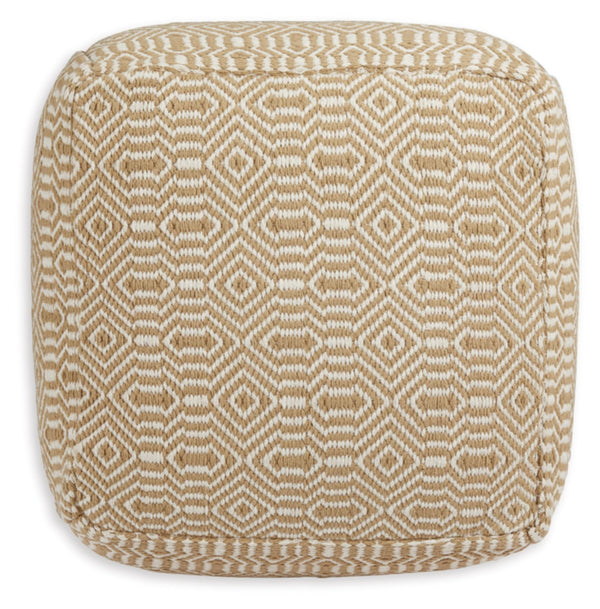 Rectangular Handwoven Geometric Cotton Pouf Ottoman