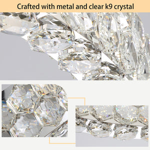 Dual Ring Crystal LED Chandelier – Dimmable Ceiling Light, Silver