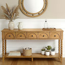 58" Narrow Console Sofa Table with Drawers & Lower Shelf