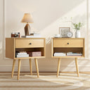 Solid Wood Nightstand with Drawer & Open Cubby