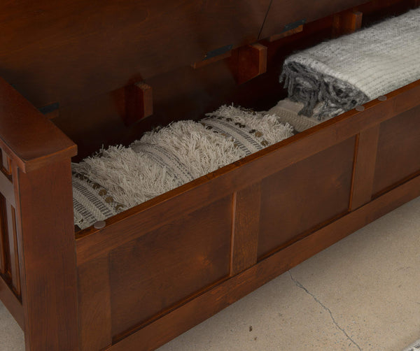 Split Seat Storage Bench with Walnut Finish