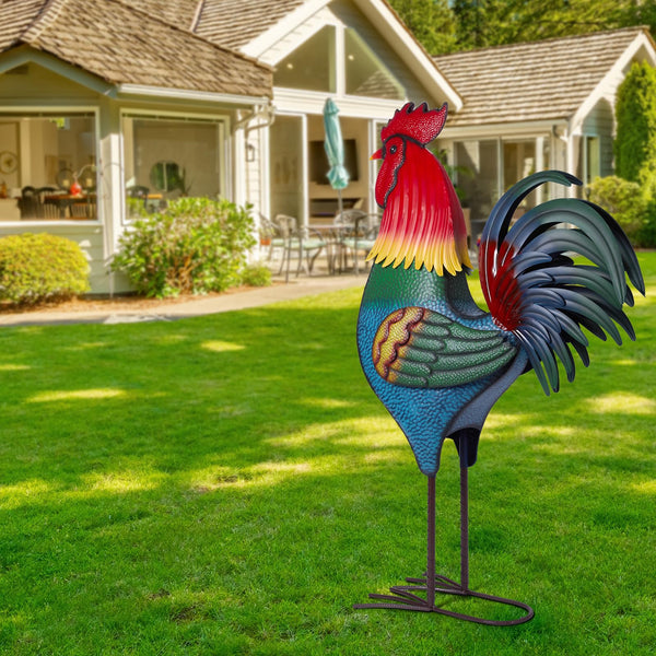 63-Inch Metal Rooster Yard Decoration
