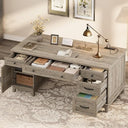 60-Inch Executive Desk with File Drawers & Charging Station