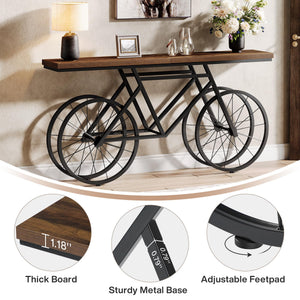 70.87" Industrial Console Table with Bicycle Metal Base