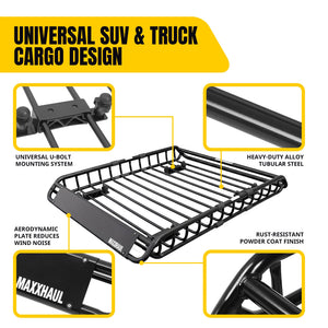 Steel Roof Rack Cargo Basket with Side Rails