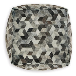 Geometric Patterned Pouf – Gray & Brown