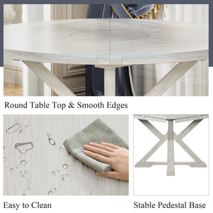 7-Piece Solid Wood Foldable Dining Table Set for 6