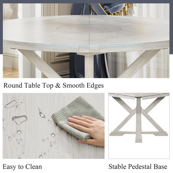 7-Piece Solid Wood Foldable Dining Table Set for 6