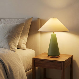 Dawn LED Table Lamp - Green Glass Modern Bedside Lamp