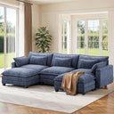 U-Shaped Modular Sectional Sofa – 5-Seat Chenille Cloud Couch with Ottomans