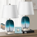 Touch Control Glass Table Lamp Set of 2 with USB Ports