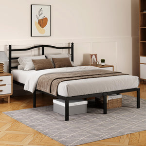 14-Inch Metal Platform Bed Frame with Headboard