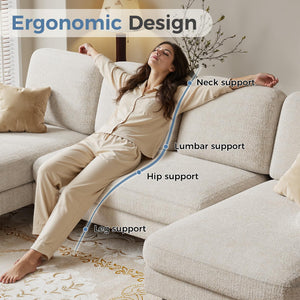 U-Shaped Sectional Sofa with Double Chaise Lounge