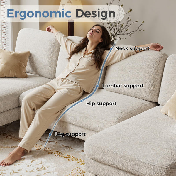 U-Shaped Sectional Sofa with Double Chaise Lounge