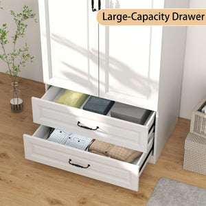Armoire Wardrobe with Drawers & Hanging Rod