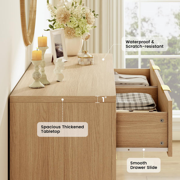 Fluted Dresser with 5 or 6 Drawers – Modern Wood Chest for Bedroom