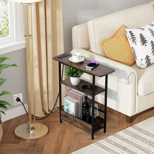 Narrow Side Table with USB-C Charging Station